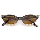 zeroUV - 50s Vintage Cat Eye Sunglasses for Womens with Rhinestones Pinup Girl Clothing Rockabilly Accessories (Brown-F)
