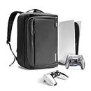 tomtoc Backpack for PS5 Console, Protective Carrying Case Storage Bag Compatible with Sony PlayStation 5 Console, Headset, 2 Game Discs, PS5 Controller and Charging Station, Travel Daypack