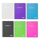 BAZIC Composition Book 100 Sheet 5" x 7" Poly Cover Spiral Notebook, Writing Journal Notebooks, Assorted Color 6-Pack