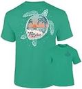 Southernology Turtle Go with The Flow - Beach - Adult T-Shirt, Island Green, Large
