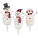 Light Up Snowman 3pcs LED Snowman Decorations de Noël Artificial Acrylique Snowman Ornements avec Batterie pour la pelouse de Jardin