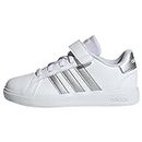 adidas Unisex Kinder Grand Court Sneakers, Ftwr White/Matte Silver/Matte Silver, 33 EU