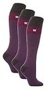 HEAT HOLDERS - 3 Pack Ladies Thermal Knee High Ski Socks | WoMens Thick Winter 2.3 TOG Long Skiing Socks (4-8, Purple/Charcoal)
