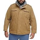 Levi's Men's Washed Cotton Military Jacket with Removable Hood (Standard and Big & Tall), Khaki, Medium
