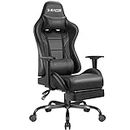Homall Gaming-Stuhl, Gaming-Sessel, ergonomisch, höhenverstellbar, Rückenlehne mit Fußstütze, Gamer-Sitz, belastbar bis 130 kg, Drehstuhl, Kopfstütze, Lendenwirbelstütze, (Schwarz)