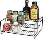Craftize Mstore Spice Rack Organizer Metal 3 Tier Stadium Space Saver Spice Rack for Cabinet, Pantry and Countertop - Kitchen and Home Storage and Organization Solutions (Black) (Pack-1), Tiered Shelf