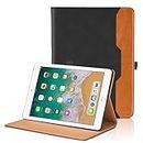 iPad 9.7 Inch Case for 6th/5th Generation 2018/2017 - PU Leather Business Folio Case with Hand Strap, Auto Wake/Sleep Smart Tablet Cover, Also Fits iPad Air 2/Air 1, Black