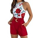 LCMTWX Workout Sets For Women Casual Fashion Slim Set Women's Shorts Set Sleeveless Vest Top Suit Shorts Yoga Sets For, D-red, Small