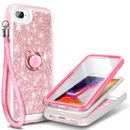 For iPhone 6 6s 7 8 Plus, Full Body Glitter Case + Built-In Screen Protector
