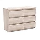 MRBLS Kommode mit 6 Schubladen Sideboard Schubladenschrank Kleiderschrank Modern Möbel mit Schubladen für Ihr Schlafzimmer (Sonoma) – 100 x 70 x 33,5 cm (B/H/T)