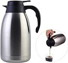 Stainless Steel Thermal Coffee Carafe Double Walled Vacuum Tea Carafe 2 Liter Insulated Coffee Thermos, Water & Beverage Dispenser Premium Grade Thermal Pitcher with Lid