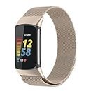 Magnetic for Fitbit charge 6 Band/for Fitbit Charge 5 Band Women Men,Milanese Loop Metal Stainless Steel Breathable Sport Strap Replacement Wristbands