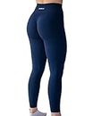 Seamless Scrunch Legging Women Yoga Pants 7/8 Tummy Control Workout Running for Fitness Sport Active Ankle Legging-25'' (S, Tuxedo Blue)