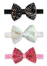 ANNA CREATIONS Baby Girls Super Stretchy Premium Soft Elastic multi-colored Bow kids Headband Hair Accessories for Baby Girls (Pack of 3)