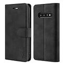 TOHULLE Case for Samsung Galaxy S10, Premium PU Leather Wallet Case with Card Holder Kickstand Magnetic Closure Protective Flip Folio Case Cover for Samsung S10 - Black