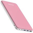 26800mAh Power Bank USB C Battery Pack Portable Charger USB C Slim Type C Battery Bank with 3 Inputs & 4 iSmart Outputs compatible with Smartphones Tablets and More (Pink)