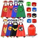 Kids Dress Up Superhero Capes Set and Slap Bracelets Costumes Birthday Party Christmas Gifts (8-pack capes for boys)