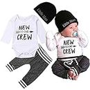 Newborn Baby Boy Clothes Set New to The Crew Romper+Pants+Hat Boys Outfit Set