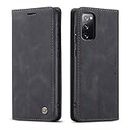 QLTYPRI Case for Samsung Galaxy S20 FE 5G, Vintage PU Leather Wallet Case Card Slot Kickstand Magnetic Closure Shockproof Flip Folio Case Cover for Samsung Galaxy S20 FE 5G - Black