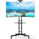 TV Cart,Floor TV Stand Height Adjustable Trolley Floor Stand with Wheels for 32-65inch Curved TVs TVs Monitors Display Shelf for Offices