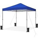 Yaheetech 10x10 1-Person Setup Pop Up Canopy Tent, Instant Portable Commercial Canopy Tent, Outdoor Gazebo with 1-Button Push, Wheeled Bag & 4 Sandbags for Home, Party & Outdoor Activities, Blue