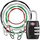 DanziX TSA Approved Lock and 4 Colors Stainless Steel Safety Tether，3-Dial Combination Travel Luggage Lock with Lanyard Security Cable for Protect Your Different Sizes of BagsSuitcaseBaggage