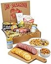 Gourmet Grazing Gift Basket by Dan the Sausageman featuring all Beef Summer Sausages, Sweet and Hot Specialty Mustard, Whole Grain Granola, Crackers, and Lemon Rosemary Almonds