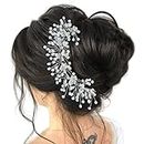 TEMPERIA Hair Accessories For Women's & Girls For Wedding - Artificial Flowers & Pearl Style Juda Bun Accessories - Floral Bridal Brooch & Hair Pins - Hairstyle Decoration Bride Clips, Silver White