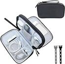 Electronics Organizer Travel Case, Cable Tech Organizer Bag,Medium Size Water Resistant Double Layers Pouch Carry Case for Cord,Phone,Charger,Earphone,Travel Accessories Essentials (BLACK, Middle)