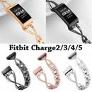 Lady Fitbit Charge 3 4 5 Stainless steel Metal Wrist Band Wristband Watch Strap