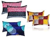 BSB HOME® Present Designer Printed 6 Piece Cotton Pillow Cover Set- 20" X30" Inches, (White, Blue, Yellow, Maroon, Grey and Pink), 144 TC, Floral, 150 Threads