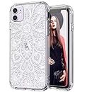 ICEDIO for iPhone 11 Case with Screen Protector,Clear with Henna Blossoms Floral Patterns for Girls Women,Shockproof Slim Fit TPU Cover Protective Phone Case for Apple iPhone 11 6.1 inch