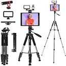 Movo Tablet Vlogging Kit for iPad - iPad Vlogging Kit with Tablet Holder, Full Size Tripod, Microphone, LED Light, Cold Shoe Extension - YouTube Starter Kit with iPad Tripod Mount for Video Recording