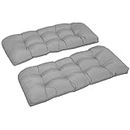 Outsunny Set of 2 Patio Bench Replacement Cushions, 2 Seater Outdoor Loveseat Cushion Seat Pad, 43" x 19" x 3", Gray