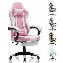 SUKIDA Gamers Choice Gaming Chairs Gaming Chairs for Adults 300lbs, Ergonomic Gamer Gamingchairs with Footrest Cool Pc Computer Comfy Leather Swivel Recliner Adjustable Backrest Massage Lumbar, Pink