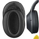 Geekria QuickFit Protein Leather Replacement Ear Pads for Sony WH1000XM2, MDR-1000X Headphones Ear Cushions, Headset Earpads, Ear Cups Cover Repair Parts (Black)