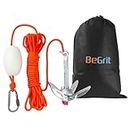 BeGrit Kayak Anchor Small Boat Anchor Folding Marine Anchor for Fishing,Kayak,Paddle Board,Canoe,Jet Ski, with 32.8 ft Anchor Tow Rope Carrying Bag