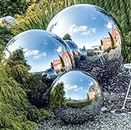 PaMeer Set Of 3 Silver Gazing Balls For Garden & Home Decor, Pond Ornaments, Stainless Steel Garden Ornaments, Garden Decorations Outdoor & Indoor_ (20Cm, 25Cm & 28Cm)