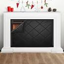 Fireplace Blocker Blanket for Heat Loss, Fireplace Cover with Hoop and Loop Tape, Insulated Fireplace Draft Stopper to Save Energy Black 42" W x 36" H