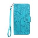 Norn Samsung Galaxy S6 Phone Case,Tree of Life Embossed Folio Flip PU leather wallet case,with stand function,Magnetic Closure,shokproof Protective Cover Case with Card Slots+1 pcs Wrist Strap,Blue