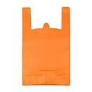 LazyMe T Shirt Bags Grocery Plastic Bags with Handles Shopping Bags in Bulk Restaurant Bags, 12 x 20 inch (Orange 100 Pcs)