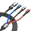 6 in 1 Multi Charging Cable 4FT/1.2m, Multi Charger Nylon Braided Universal Phone Charger Fast Charging Cord USB A/C to USB C/Micro USB/Phone Port Compatible with iPhone,Samsung