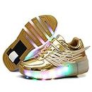 Nsasy YCOMI Girls Boys LED Light Up Single Wheel Skate shoes Fashion Roller Skate, Golden, 40 M EU/6.5 M US Big Kid