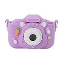 Children Digital Camera, 2.0in Screen Front Rear Lens Selfie Camera Toy 8X Zoom Portable Multiple Filter Effects with 32G Card for Boys Girls (Purple)