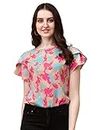 Wedani Women's Casual Short Sleeves Round Neck Foral Top (Small, Beige)