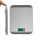 Digital Kitchen Scales Food Scale with Stainless Steel Platform Electronic Cooking with Backlit LCD Display Multifunction for Home Office Use 10kg 1g (Stainless Steel White)