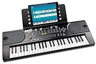RockJam 49 Key Keyboard Piano with Power Supply, Sheet Music Stand, Piano Note Stickers & Simply Piano Lessons, Black