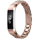 Compatible with Fit Bit Alta HR Bands, Replacement Band Adjustable Stainless Steel Bracelet Straps for Fit Bit Alta HR and Fit Bit Alta Fitness Tracker Wristbands for Women Men-Rose Gold