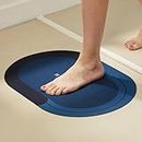 Amazon Brand - Solimo Water Absorbent Non-Slip Bathmat | Bathroom Mat | Anti-Skid, Lightweight | Super Absorbent | 38 cms X 58 cms (Blue)