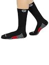 QUEFIT Bamboo Crew Socks | Order Free | 3 Times Softer Then Regular Socks | Anti Slip Blister Protection | Free Size | Unisex (Pack of 1, Red & Black)
